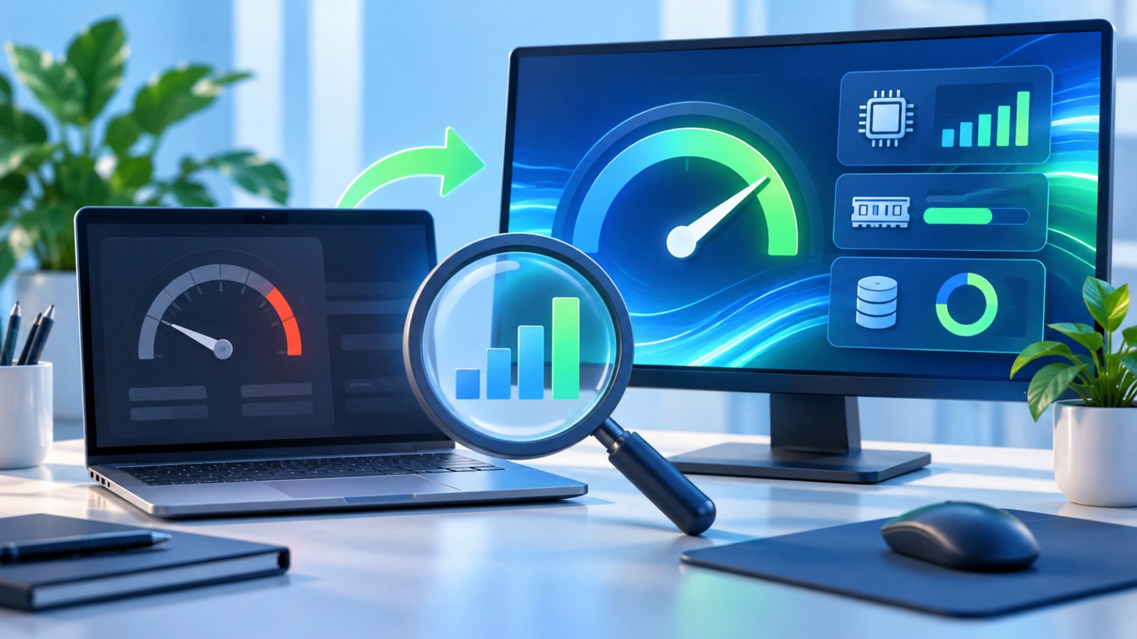 Diagnóstico de computador lento com indicadores de desempenho
