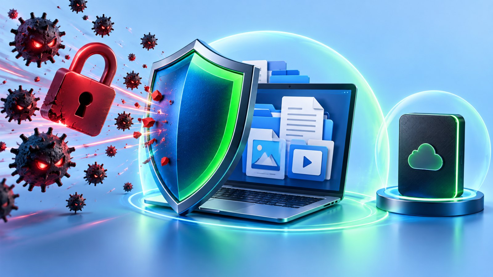 Proteção contra ransomware com escudo e backup isolado